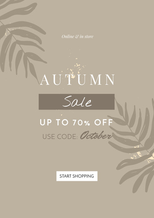 Autumn Sale with Leaves Poster Design Template
