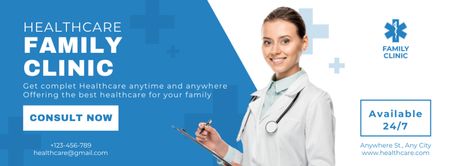 Healthcare Family Clinic Services Facebook cover – шаблон для дизайну