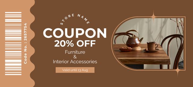 Szablon projektu Interior Accessories and Furniture Sale in Brown Coupon 3.75x8.25in