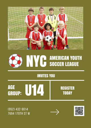 Youth Soccer League Club Ad Invitation Design Template