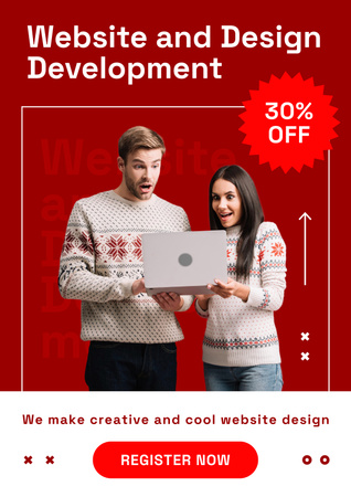 Students on Website and Design Development Course Poster Design Template