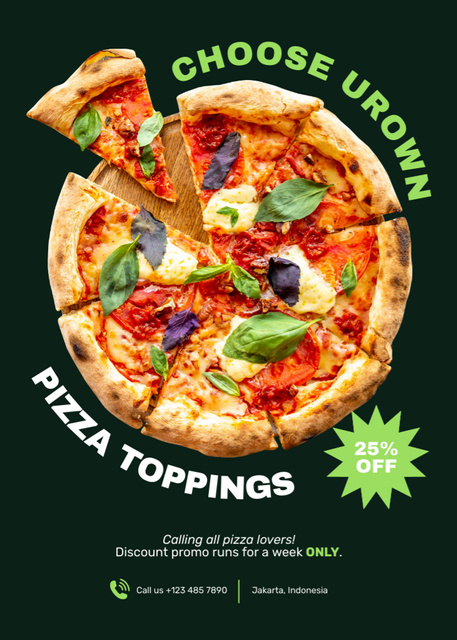 Offer Discount for Round Pizza with Different Toppings Flayer – шаблон для дизайну
