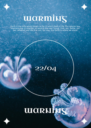 Global Warming Awareness with Jellyfish Poster Tasarım Şablonu