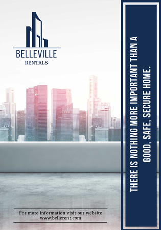 Real Estate Advertisement with Modern City Skyscrapers Poster 28x40in Design Template