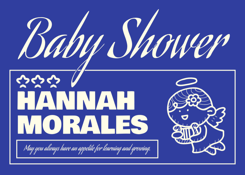 Baby Shower Invitation on Bright Blue Postcard 5x7in Šablona návrhu