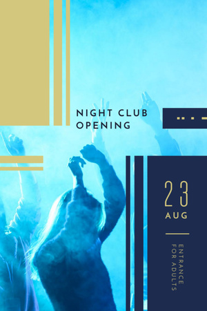 Night Party Invitation with Crowd in the Club Flyer 4x6in Design Template