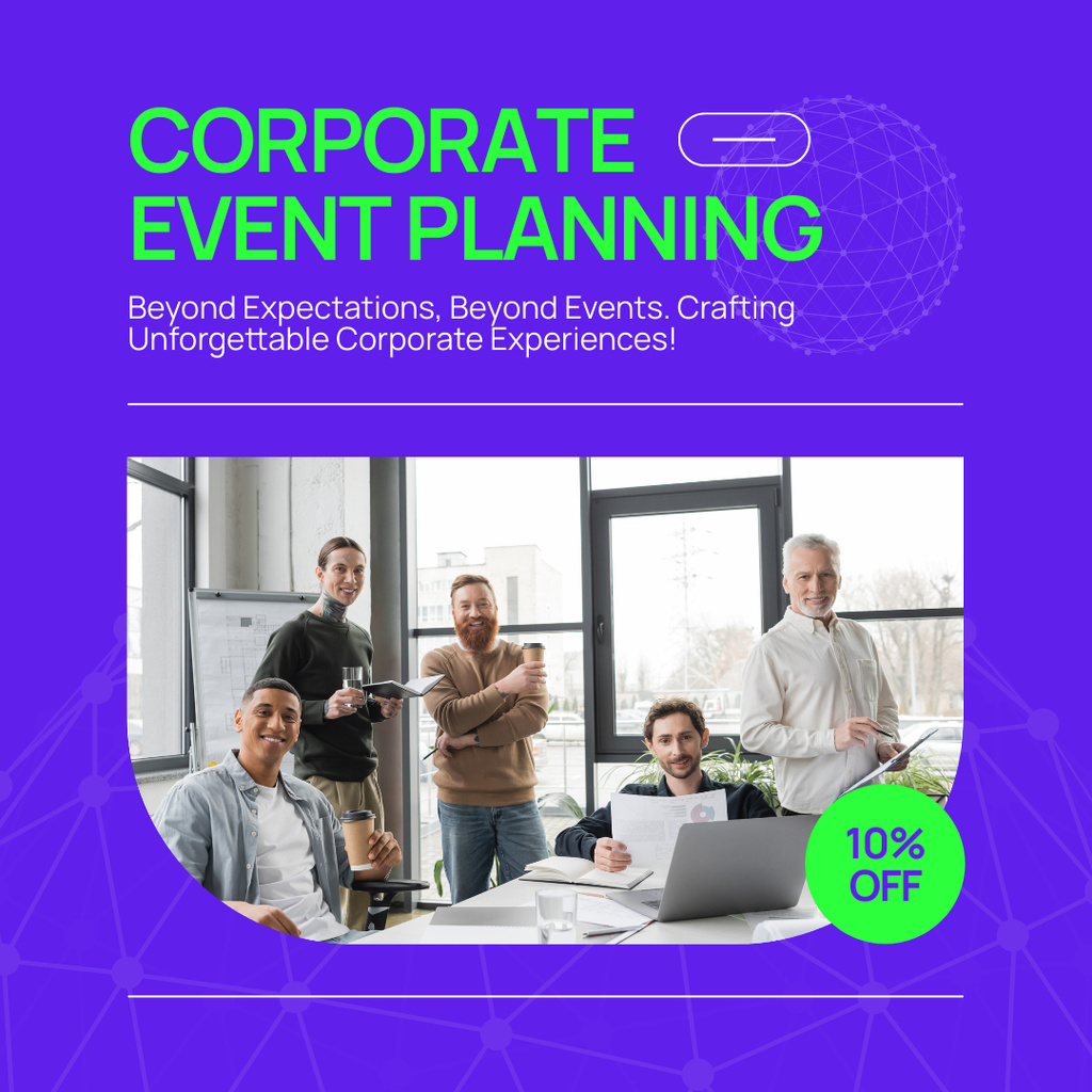Template di design Planning Corporate Events with Men in Office Instagram