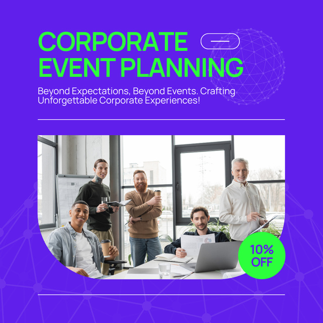 Planning Corporate Events with Men in Office Instagram tervezősablon