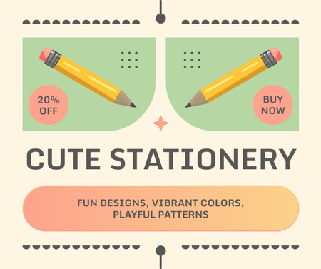 Stationery Shop Discount On Cute Stationery Facebook Design Template