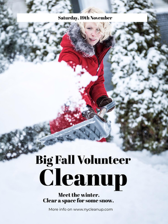 Winter Volunteer clean up Poster US Design Template