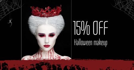 Ontwerpsjabloon van Facebook AD van Halloween Makeup Offer with Scary Woman