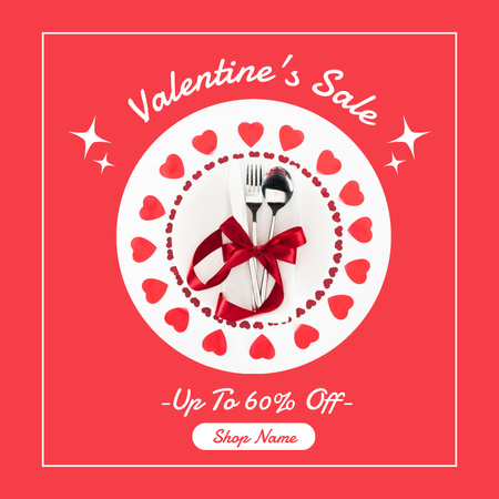 Valentine's Day Cutlery Sale Announcement Instagram AD Design Template