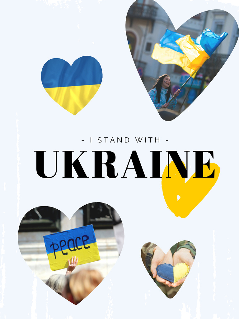 Designvorlage People standing with Ukraine für Poster US