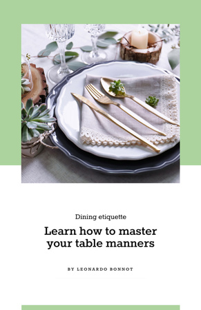 Etiquette Guide with Festive Formal Dinner Table Setting Booklet 5.5x8.5inデザインテンプレート