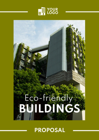 Ympäristöystävällinen rakennus, jossa on pystysuora puutarha Proposal Design Template
