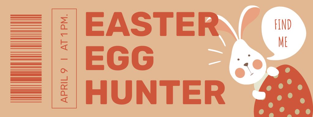 Easter Egg Hunt Ad with White Rabbit Ticket Πρότυπο σχεδίασης