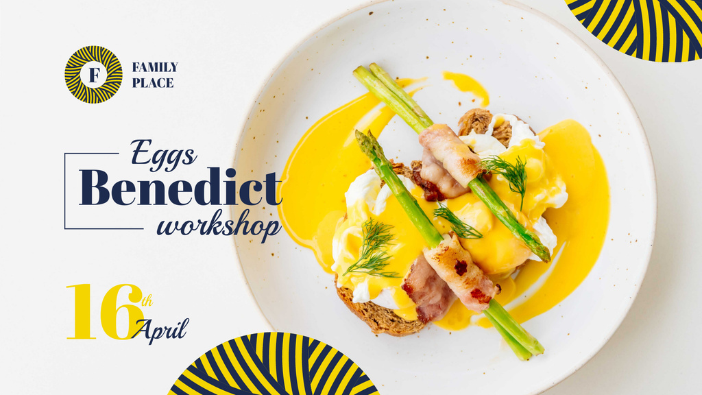 Eggs Benedict dish with asparagus FB event cover – шаблон для дизайна