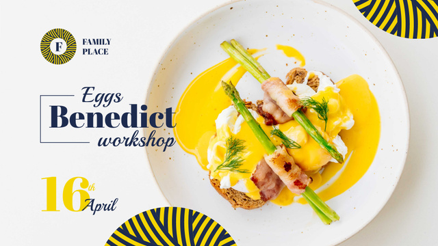 Eggs Benedict dish with asparagus FB event coverデザインテンプレート