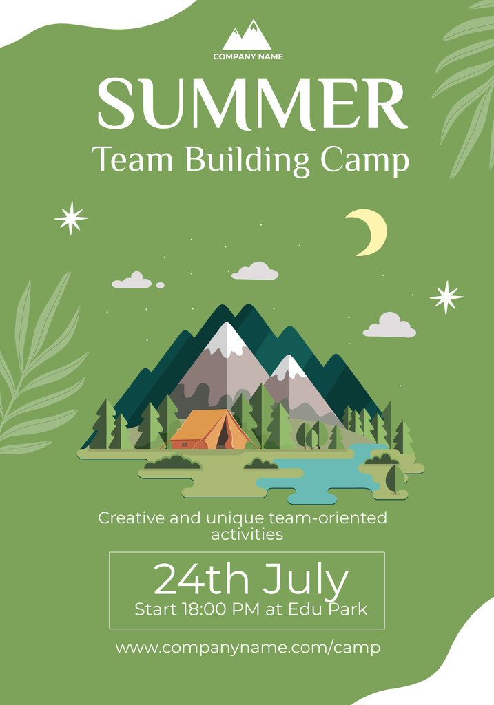 Summer Team Building Camp Invitation Poster 28x40in Design Template