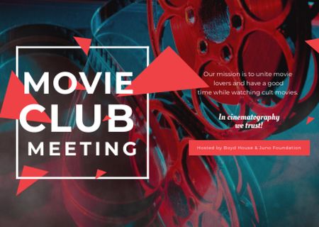 Movie Club Meeting Vintage Projector Postcard Design Template