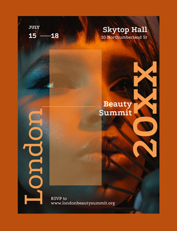 Plantilla de diseño de Anuncio de Beauty Summit en naranja Invitation 13.9x10.7cm 