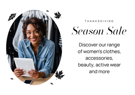 Seasonal Apparel Sale Offer on Thanksgiving Flyer A5 Horizontal Modelo de Design