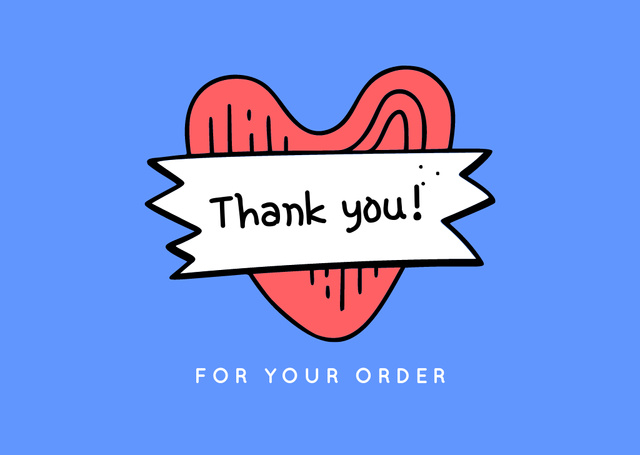 Thank You for Order in Doodle Heart Card Design Template