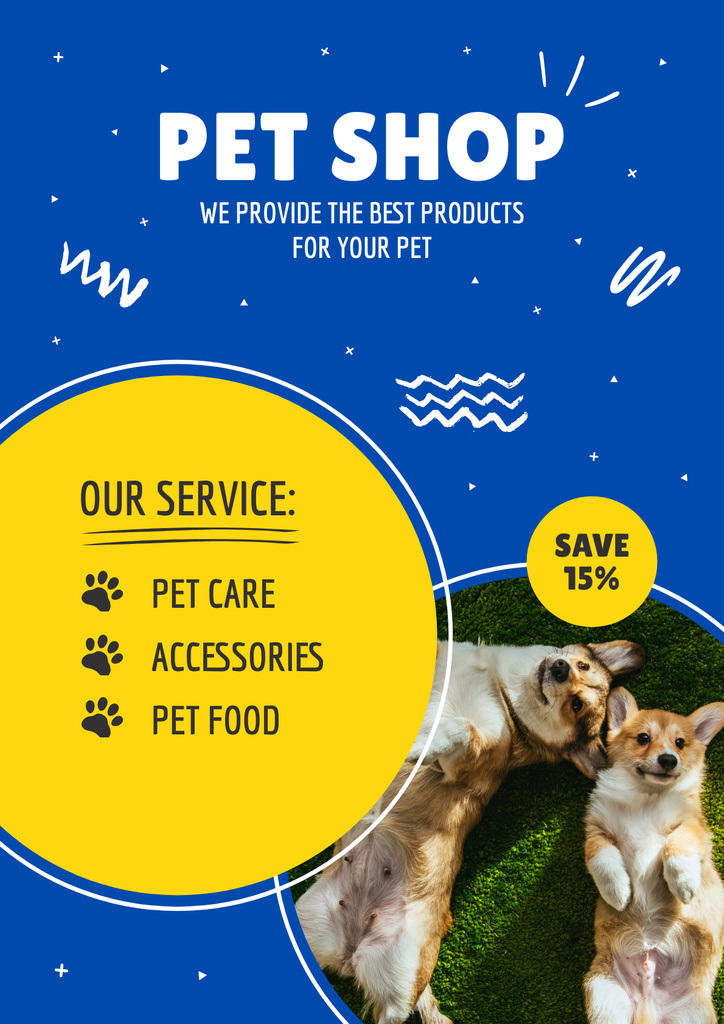 Pet Shop Services and Goods Posterデザインテンプレート