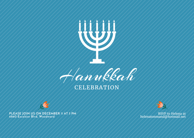 Inspiring Hanukkah Holiday Celebration Announcement Flyer 5x7in Horizontal Design Template