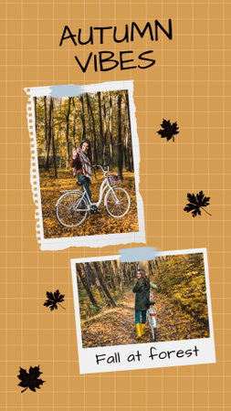 Sonbahar Ruh Hali için Ormanda Sonbahar Instagram Story Tasarım Şablonu