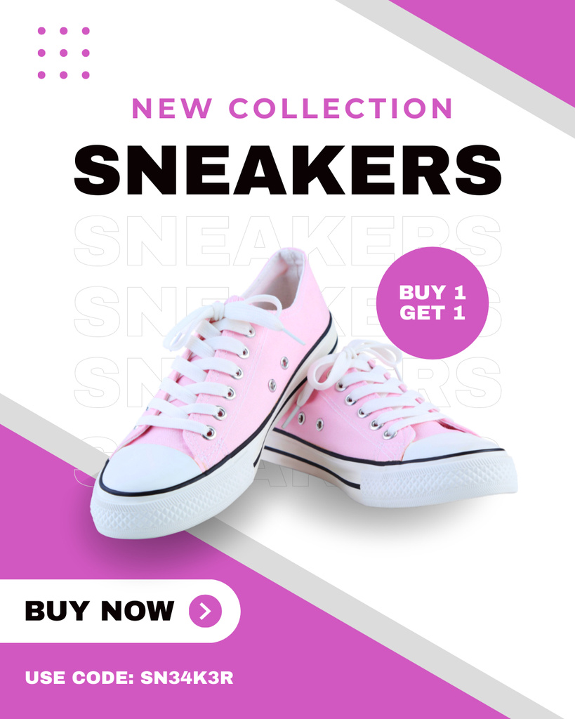 Designvorlage Ad of New Cute Sneakers Collection für Instagram Post Vertical