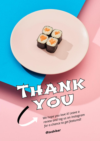 Sushi Bar's Gratitude for Order Postcard A6 Vertical Design Template