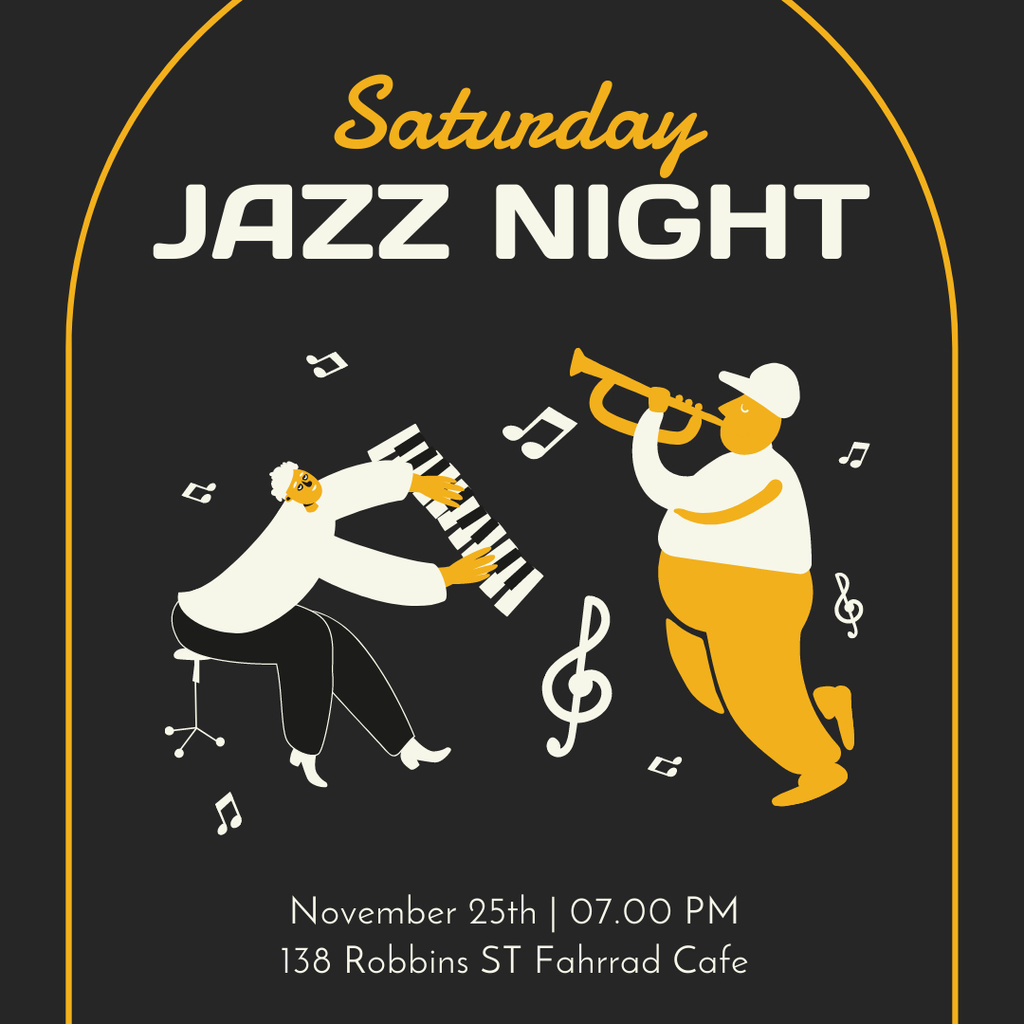 Szablon projektu Jazz Night Music Concert With Talented Musicians Instagram AD