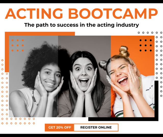 Young Women Having Fun at Acting Bootcamp Facebook – шаблон для дизайна