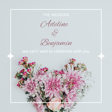 Wedding Ceremony Invitation Grey and Pink Instagram Design Template