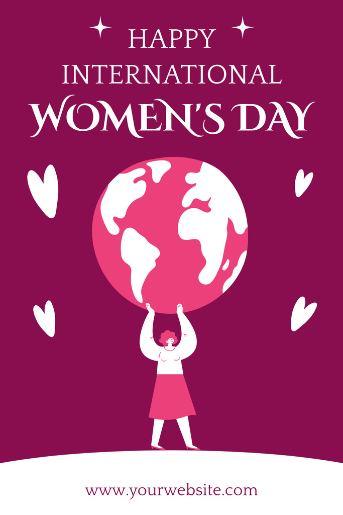 Ontwerpsjabloon van Pinterest van Woman holding Planet on International Women's Day