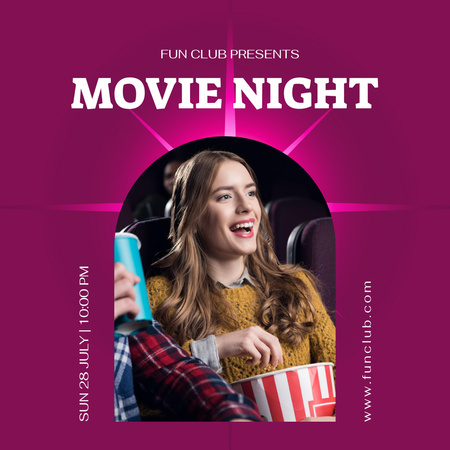Young Woman Watching Film in Cinema Instagram Design Template