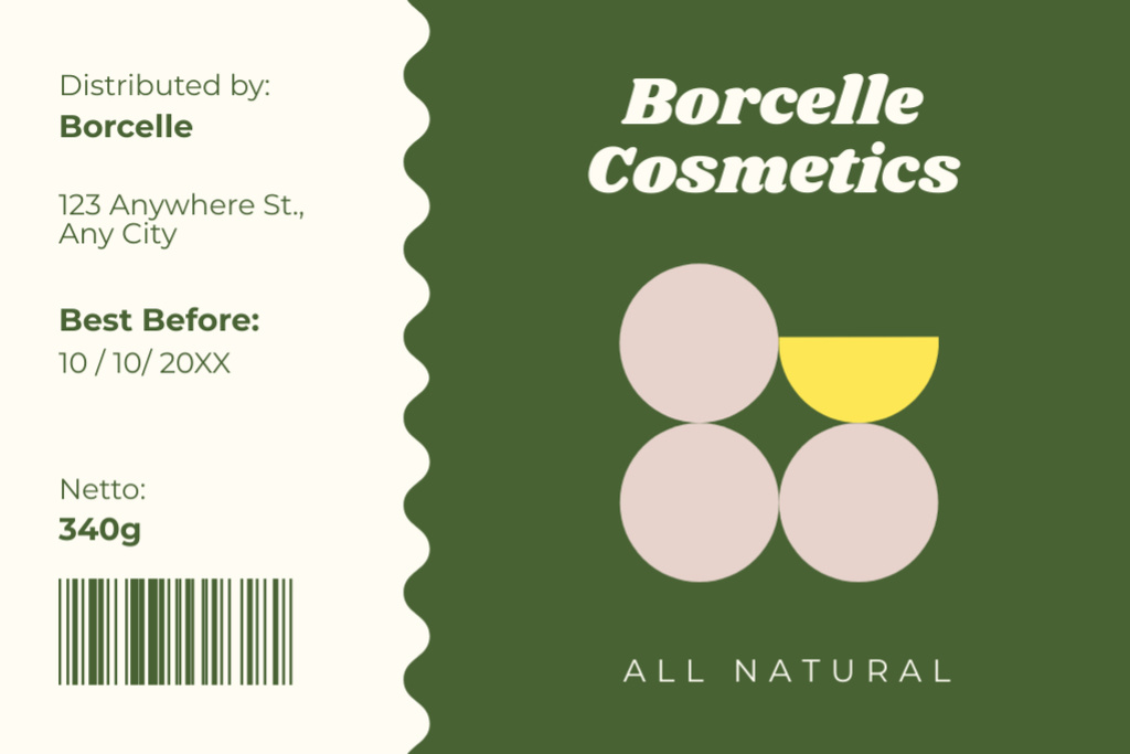 Designvorlage Natural Cosmetics Products Offer In Green für Label