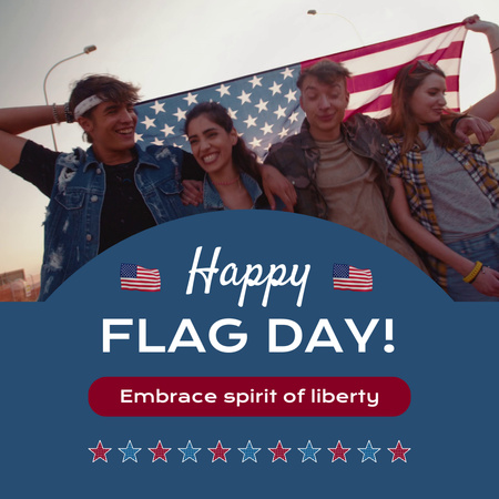 Cheerful Youth Celebrating American Flag Day Animated Post Design Template
