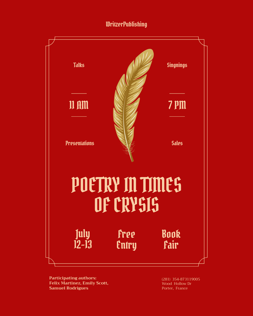 Memorable Book Market Event Announcement In Red Poster 16x20in tervezősablon