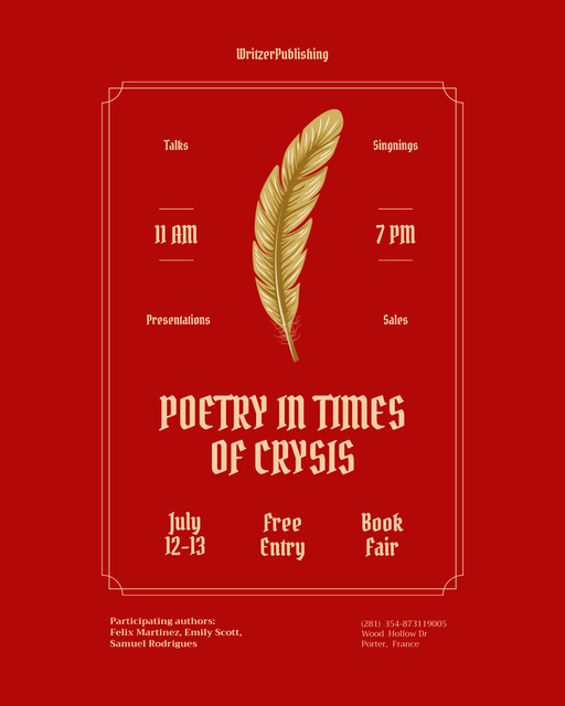 Memorable Book Market Event Announcement In Red Poster 16x20in Šablona návrhu