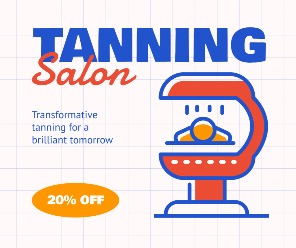Discount on Tanning at Beauty Salon Facebookデザインテンプレート