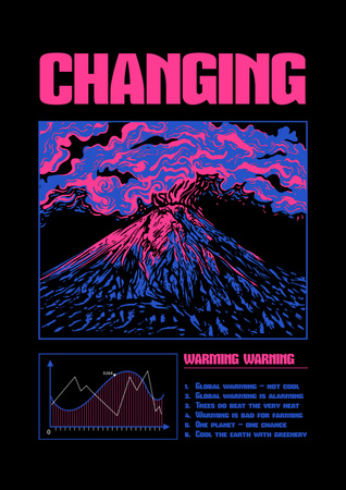 Ontwerpsjabloon van Poster van Climate Change Awareness with Volcano