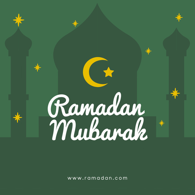 Ramadan Month Greeting With Mosque Silhouette And Starry Sky Instagram Design Template
