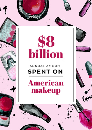 Platilla de diseño Makeup sales statistics with Cosmetics products Poster