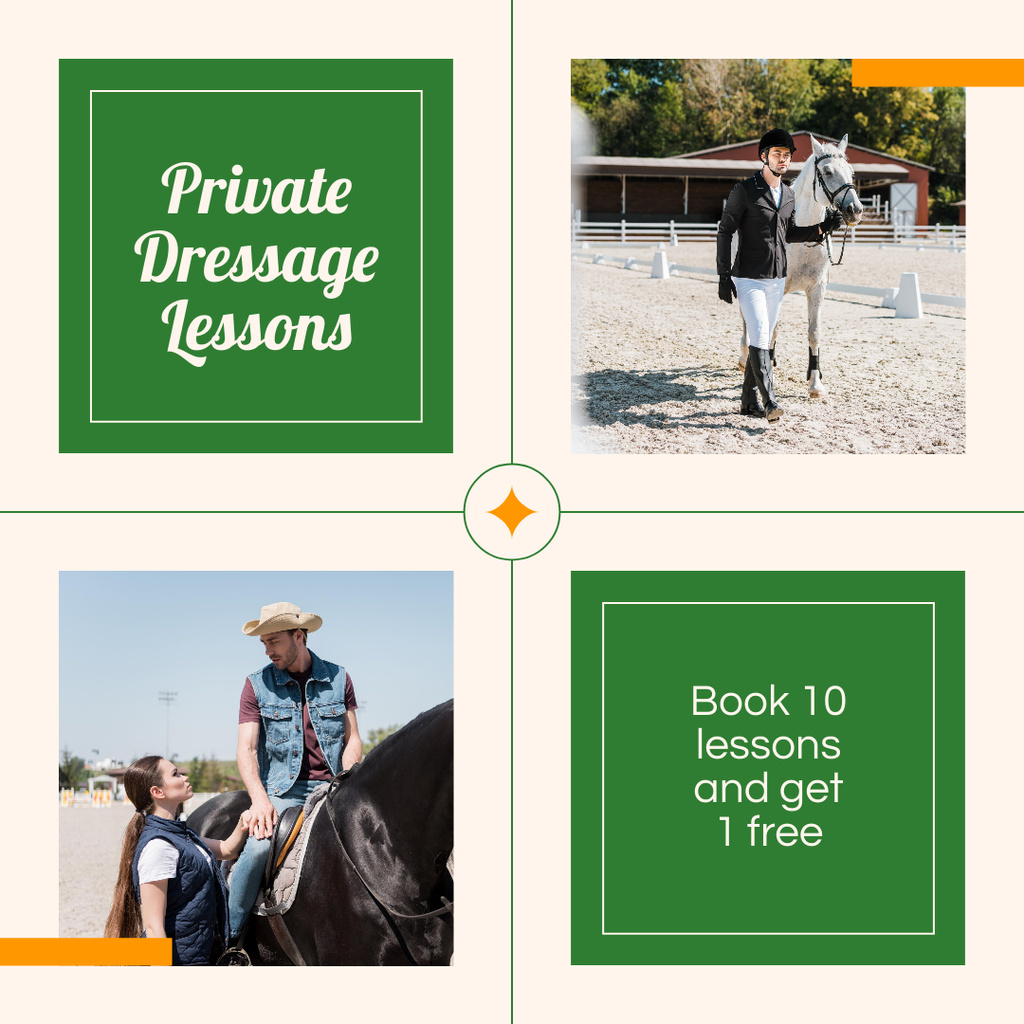 Exceptional Dressage Lessons With Booking And Promo Instagram – шаблон для дизайна