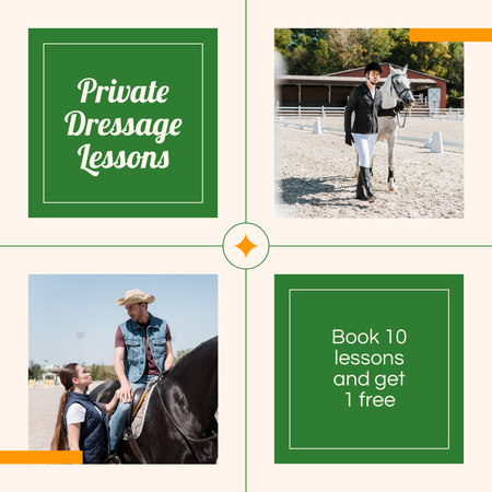 Exceptional Dressage Lessons With Booking And Promo Instagram Design Template