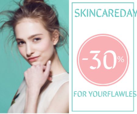 Platilla de diseño Skincare Products Sale Girl with Glowing Skin Medium Rectangle