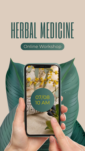 Interactive Herbal Medicine Workshop Offer Instagram Video Story Modelo de Design