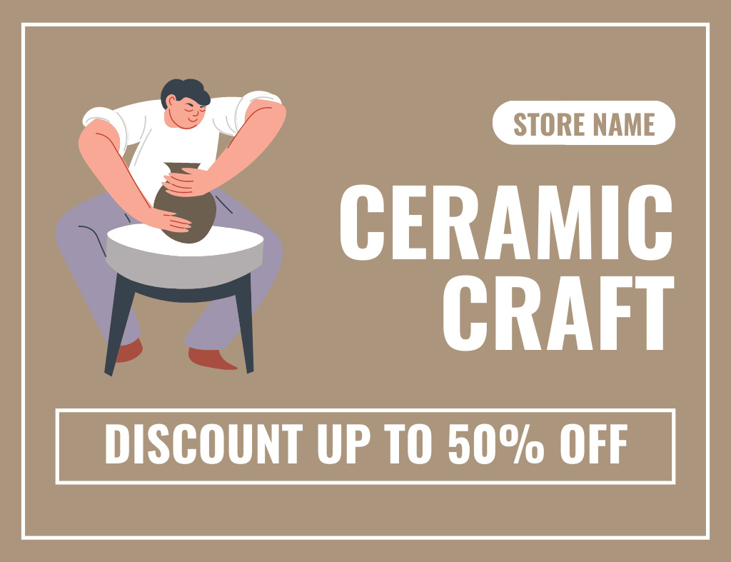 Sale of Crafted Ceramic Items Thank You Card 5.5x4in Horizontal Tasarım Şablonu